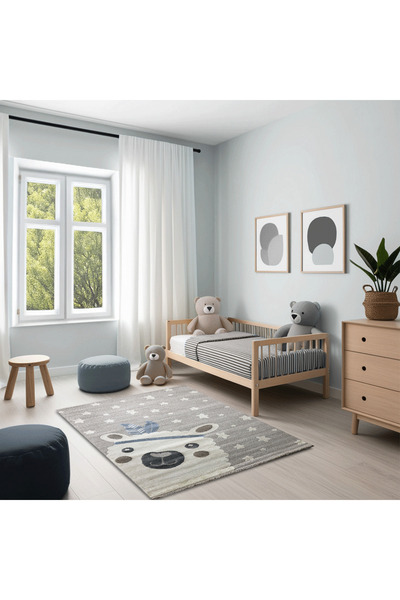 Al Kaffary Carpet سجادة أطفال لافيتا، تصميم حيوانات هادئة وملونة، مثالية لغرف الأطفال، متعددة الألوان