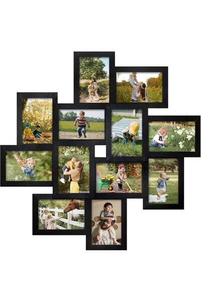 TOYBY 12-Opening Collage Photo Frame (4x6), Black - Wall Hanging