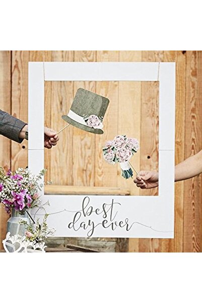 BPA Best Day Ever Giant Wedding Polaroid Photo Frame Backdrop - Rustic Grey, 72x60 cm