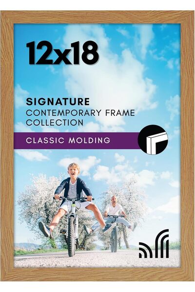 Americanflat 12x18 Picture Frame - Dark Oak, Engineered Wood, Shatter-Resistant Glass