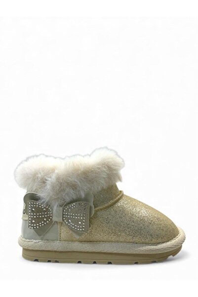 BUCKHEAD Girl's Beige Glitter Fur Boots Buck3061