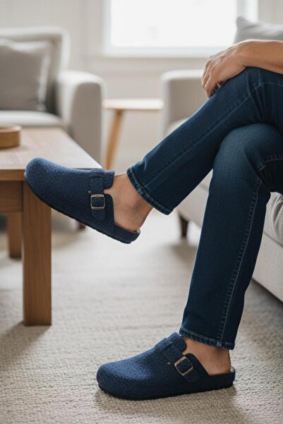 Twigy Full Orthopedic Felt Men's Comfortable and Lightweight Stylish Navy Blue House Slippers