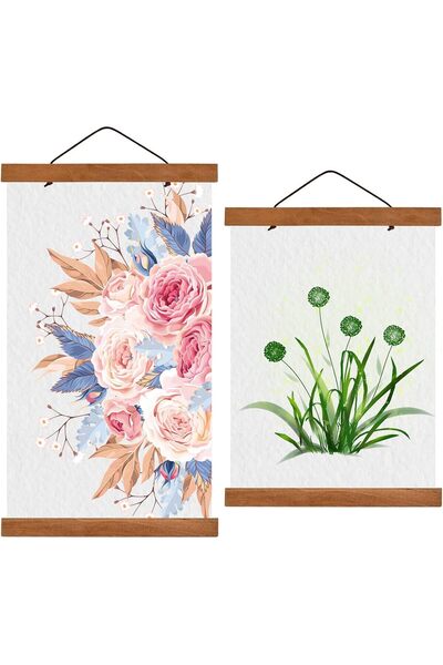 EXCEFORE حامل ملصقات مغناطيسي، عبوتان من إطار الملصقات الخشبي الفاتح مقاس A4 (11 × 7.8 بوصة)