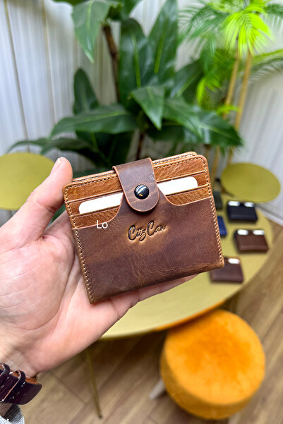 CüzCan Enra Antique Tan Genuine Leather Card Holder Wallet Is Stylish and Convenient