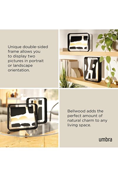 umbra Table Picture Frame Two Sided Picture Frame for 8 x 10 Inch Photos Wood Black
