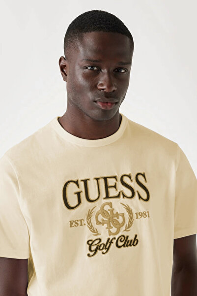 Guess Jersey Men's Beige Regular Fit T-Shirt M5Yi22K8Fq4-G1Fe
