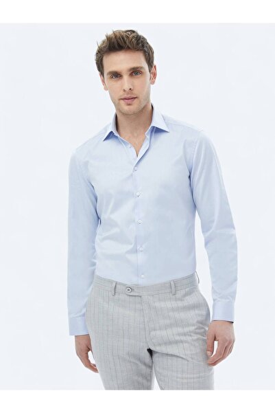 Kip Μπλε Πουκάμισο κλασικό 100% βαμβακερό υφαντό απλό και λεπτή