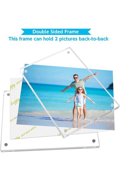 OTZRTIY Acrylic Magnetic Double-Sided Clear Photo Frame, 9 x 13 cm, 3 Pack
