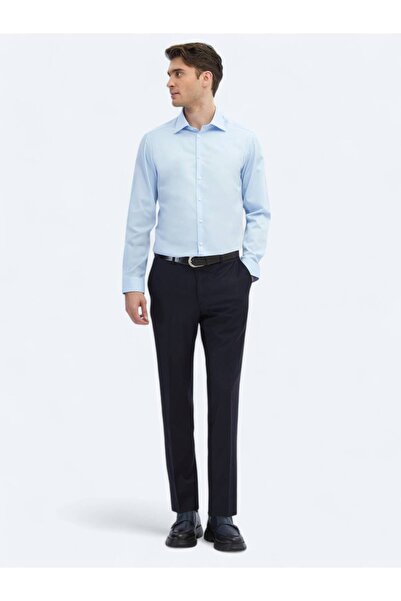 Kip Dark Blue Plain Slim Fit Woven Classic 100% Cotton Shirt