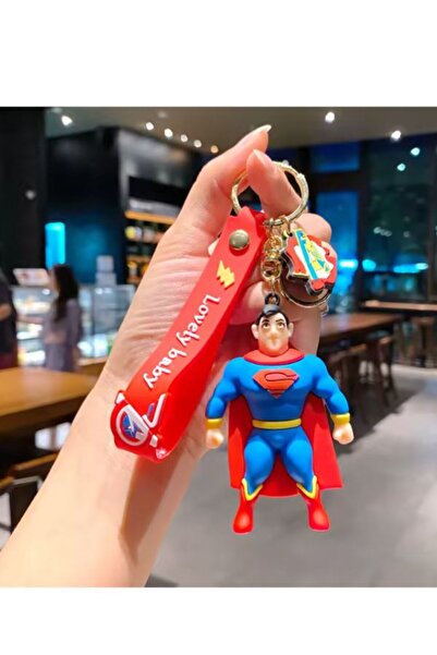 OEM Superhero Keychain Superman Style, 7 cm, 3D PVC Figure + Silicone Strap, Key/Bag Accessory