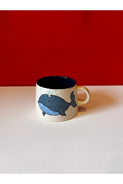 Home El yapımı seramik Balina boyamalı Kupa