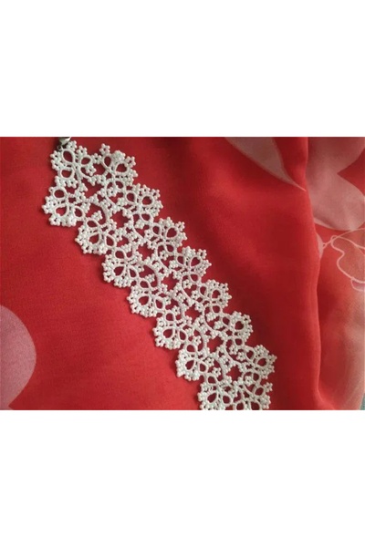 Ileanabiju Bratara dantela alba, confectionata cu suveicuta in tehnica frivolite