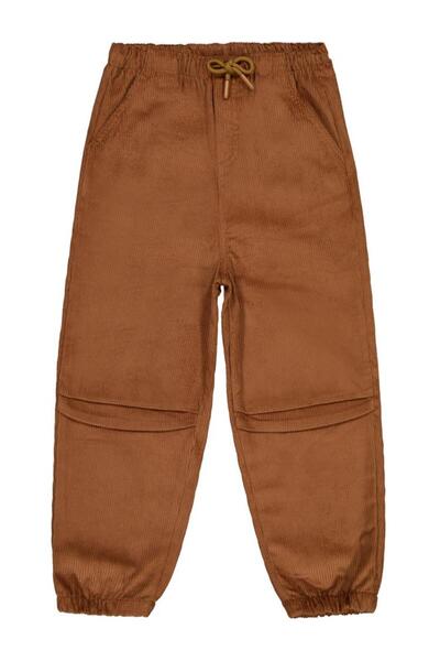 Civil Boys Lace-Up Joger Velvet Pants for Ages 6-9 - Brown 7-8 Years