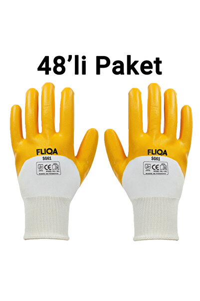 FLIQA SG61 Nitril Aşınmaya Dayanıklı Mekanik İş Eldiveni 48'li Paket