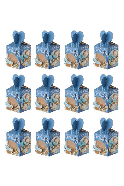 Talia مجموعة من 12 صندوق هدايا/توزيع من الورق المقوى لحديثي الولادة، 12 × 10 سم