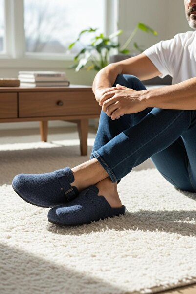 Twigy Full Orthopedic Felt Men's Comfortable and Lightweight Stylish Navy Blue House Slippers