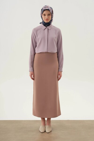 Tuğba Plikaşe Detaylı Kalem Etek - Bej