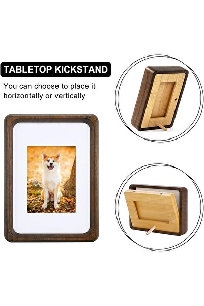 AZONEE 3.5x5 Inch Wooden Mini Photo Frame - Natural Walnut