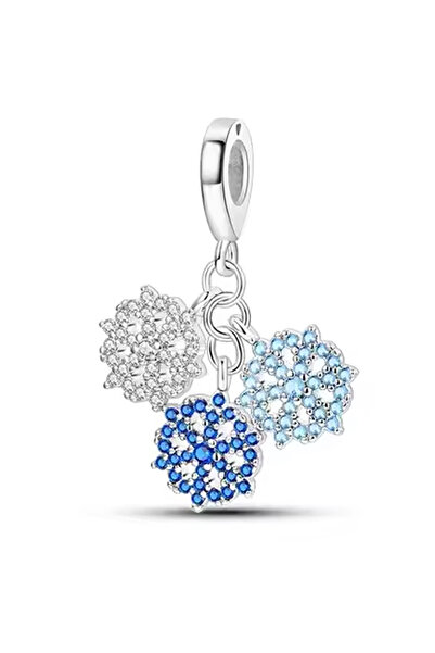 Fubena قلادة على شكل ندف الثلج باللون الأزرق والأزرق الداكن والأبيض