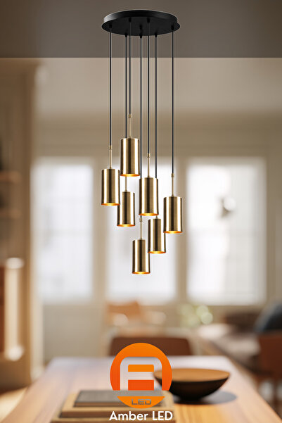 AmberLED Şık Metal Gövdeli 7'Li Tepsi Sarkıt Modern Aydınlatma