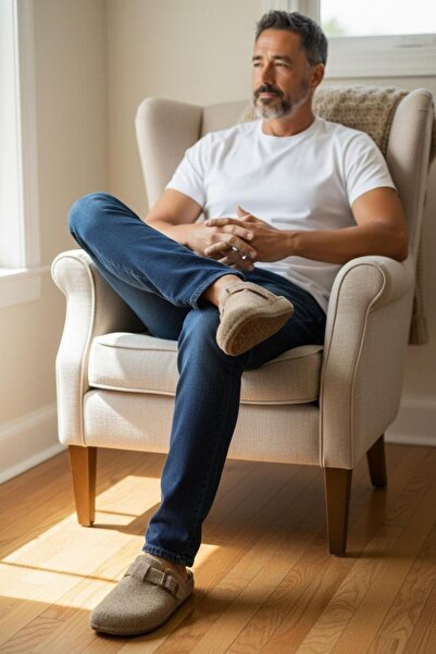 Twigy Full Orthopedic Felt Men's Comfortable and Lightweight Stylish Beige House Slippers