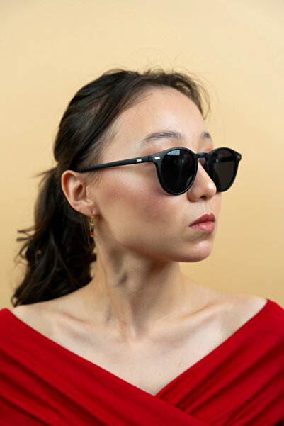 TARSS Edwin Matte Black Round Unisex Polarized Sunglasses |   Flexible Lightweight Frame