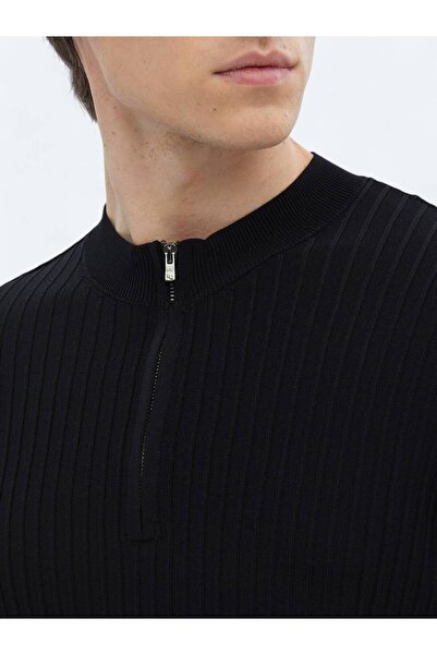 Kip Black Half Turtleneck Patterned Sweater Sweater