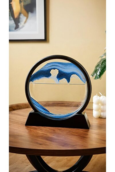 Generic 7-inch 3D Moving Sand Art Picture - Deep Sea Blue Sandscape, Round Frame