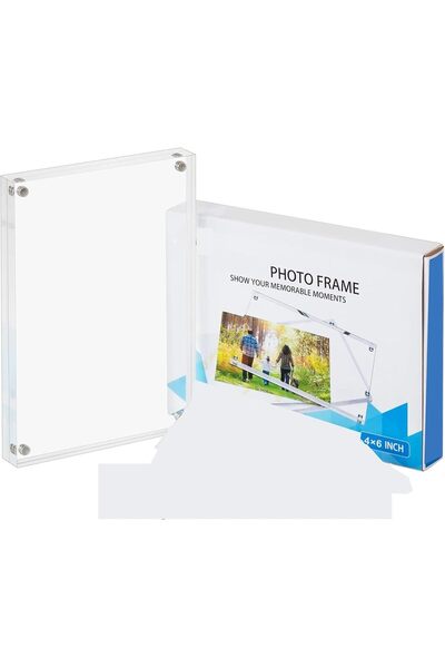 THE WHITE SHOP Acrylic Magnetic Double-Sided Clear Frameless Photo Frame (4x6)