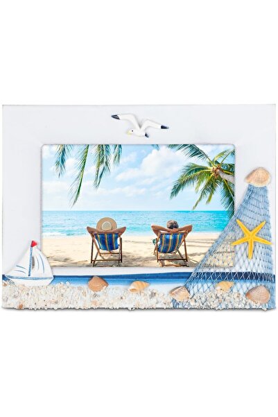 KASTWAVE Desktop Wooden Photo Frame 6x4 Inch – Mediterranean Beach/Nautical Theme