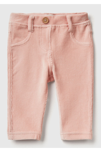 United Colors of Benetton بنطلون أرنب مطرز بجيب خلفي وردي فاتح للأطفال