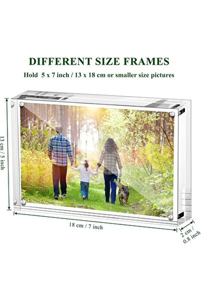 KASTWAVE 5x7 Acrylic Picture Frames 2 Pack - Clear Magnetic Double-Sided Freestanding Frame