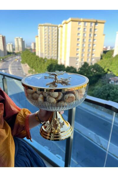 PONCİKPAZAR وعاء زجاجي على شكل فراشة 23 سم