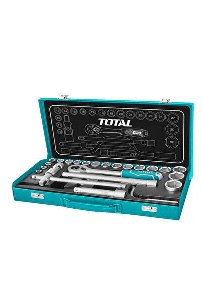 TOTAL Trusa de chei tubulare Industrial- 1/2" cu antrenor - 24 piese