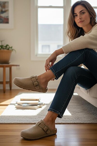 Twigy Full Orthopedic Felt Women's Comfortable and Lightweight Stylish Beige House Slippers