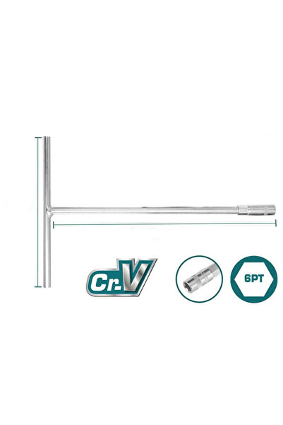 TOTAL Cheie tubulara cu maner in T - 12mm, 200x3