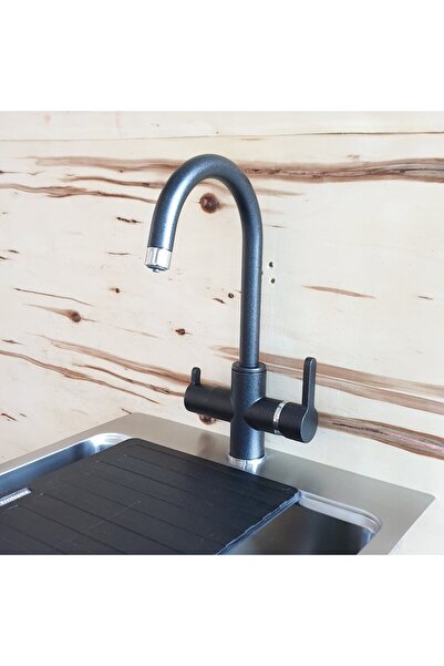 CookingAid THREE FLOW FLO60 3-way kitchen faucet - cold/hot/filtered water, metallic black granite f