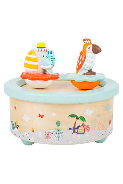 Small Foot Wooden Music Box – Dancing Parrot and Elephant, Melody "Wonderful World"