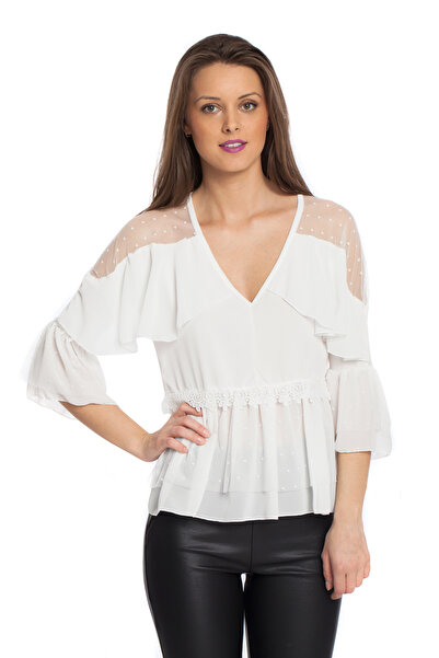 TINKA Fashion White veil blouse