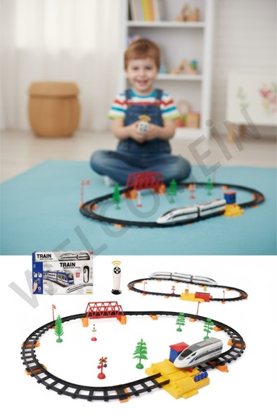 welcomein Oyuncak Uzaktan Kumandalı 49 Parça Işıklı 265 Cm Hızlı Tren Set