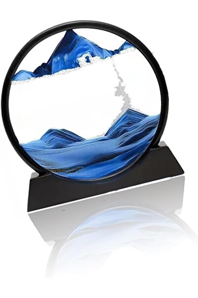 Generic 7-inch 3D Moving Sand Art Picture - Deep Sea Blue Sandscape, Round Frame