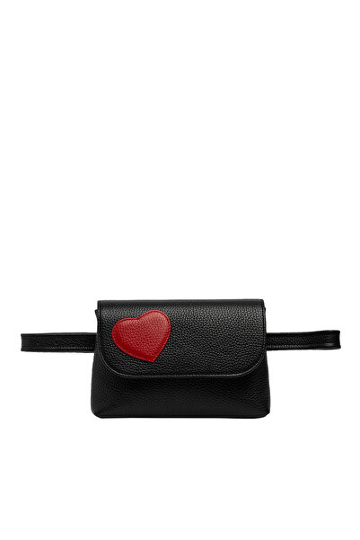 LAURA OLARU TRIA Black Tote Bag With Heart