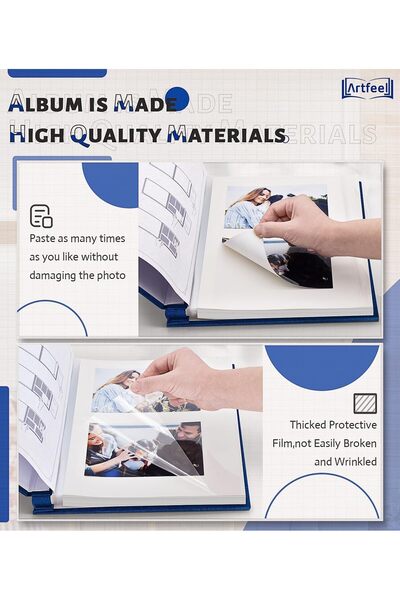 AOHRYME Large Self-Adhesive Linen Photo Album (Dark Blue) - 40 Page, Holds 4x6 Photos