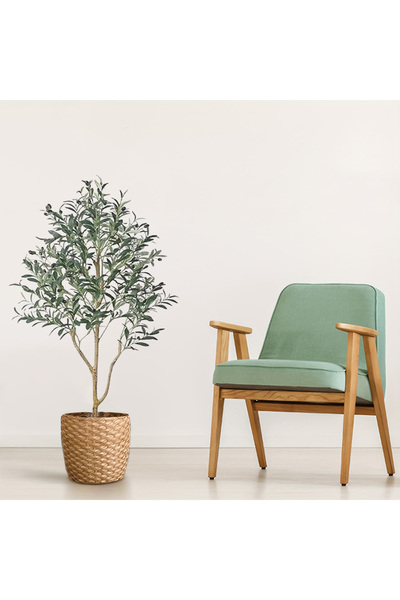 SCHENKERO 120cm (3.9ft) Artificial Olive Tree PE Leaves Faux Olives UV-Resistant Indoor No Watering.