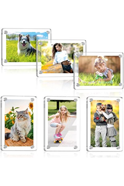 Yelajoy Acrylic Magnetic Picture Frames for Refrigerator, Double-Sided, 6 Pack