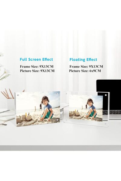 OTZRTIY Acrylic Magnetic Double-Sided Clear Photo Frame, 9 x 13 cm, 3 Pack