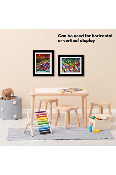 YHRY Kids Artwork Picture Frame, Front-Opening, Tempered Glass, A4, Black