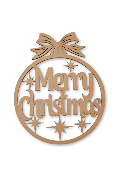 PAŞAOĞLU PLEKSİ 30 cm Ahşap Merry Christmas Yazılı Kapı, Duvar Süsü