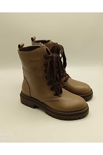 Ametist Reneta Vizon Gerçek Deri Kadın Bot – Termo Kaymaz Taban, Bağcıklı & F...
