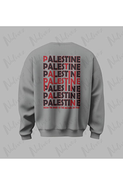 Nulivez Palestine Design Back Printed High Quality Unisex Oversized O Neck Sweatshirt